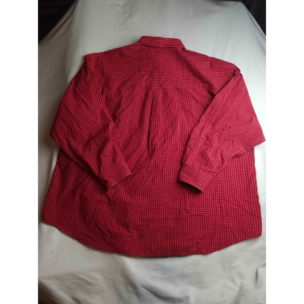 Chaps Button Down Shirt Mens 3XB Red Mini Grid Preppy Classic Business Casual - Picture 7 of 8